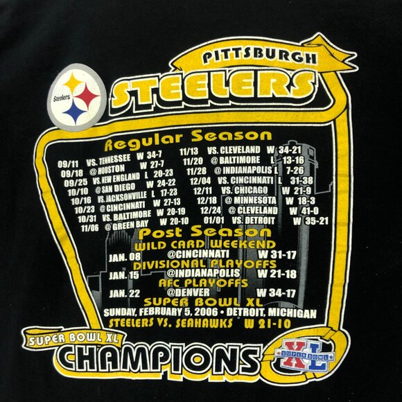 Steelers Super Bowl XL Champions T-Shirt Football Graphic Tee Size Medium - Picture 4 of 4